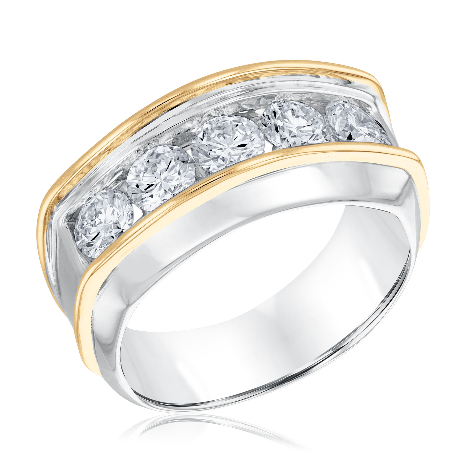 REEDS Men's 2Ctw Round Lab Grown Diamond Two-Tone Ring  Ring Size 10.5