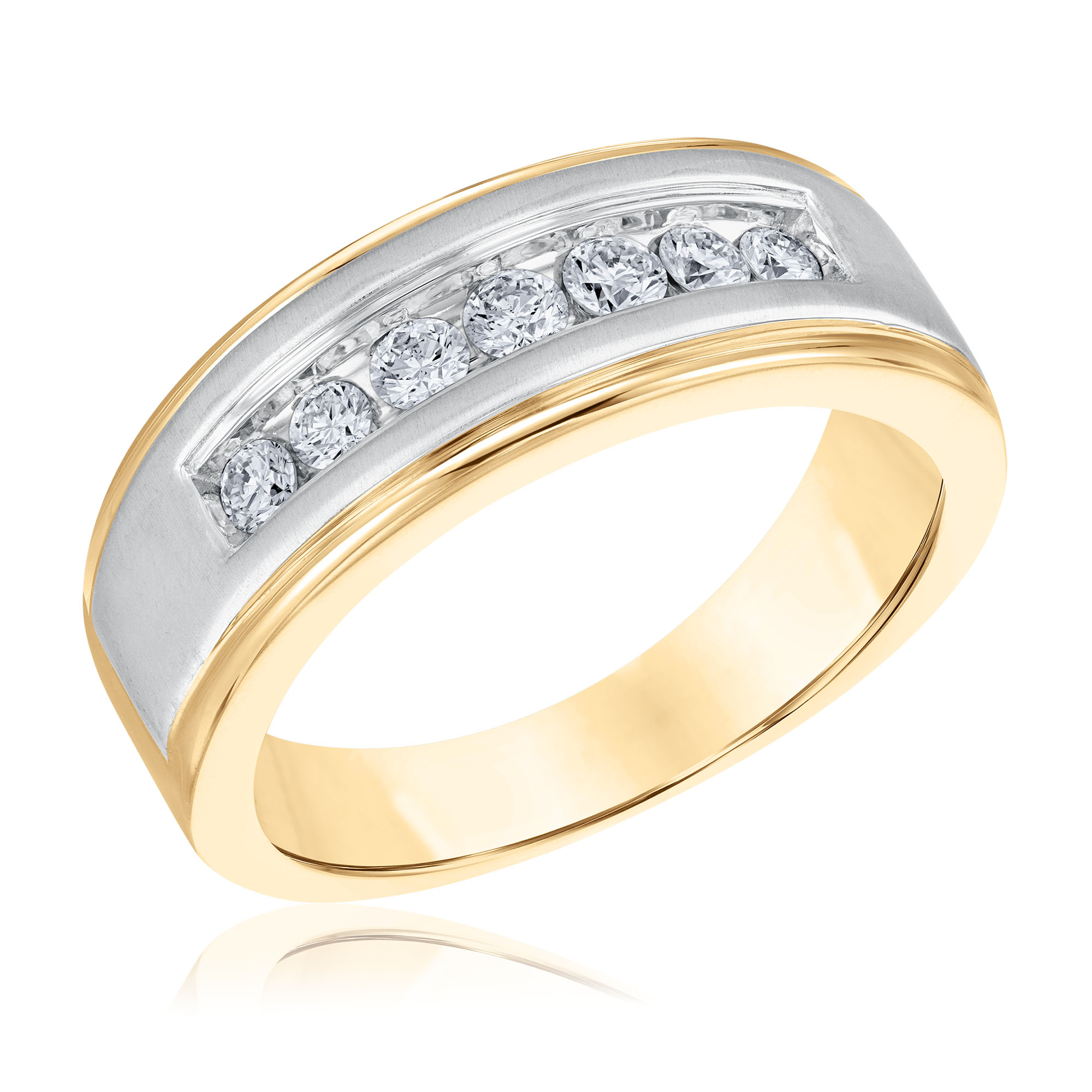 REEDS Men's 1/2Ctw Round Diamond Two-Tone Band  Ring Size 12