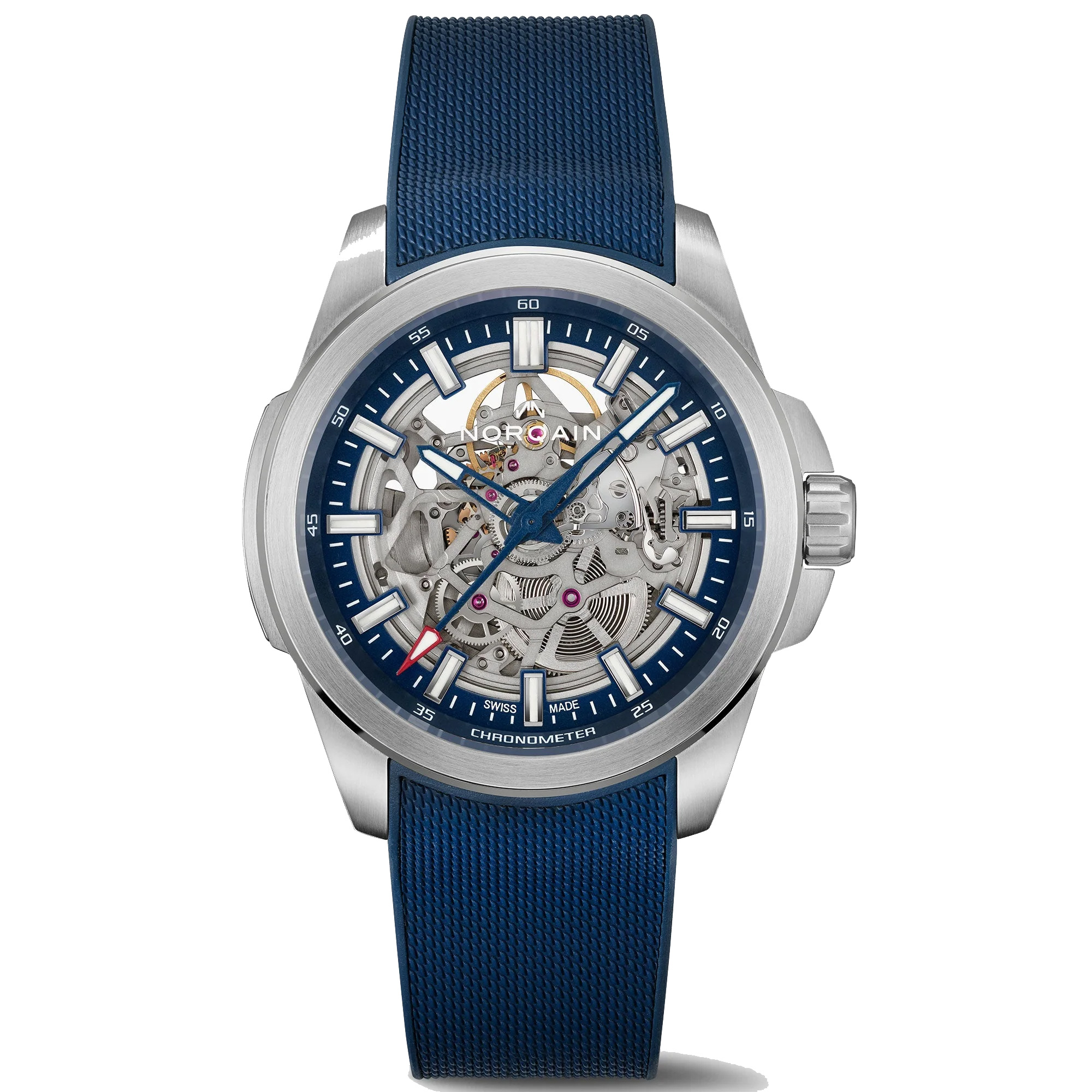 Norqain  Independence Skeleton Dial Blue Rubber Strap Watch 42mm - N3000S03A/301A/322AR.20S