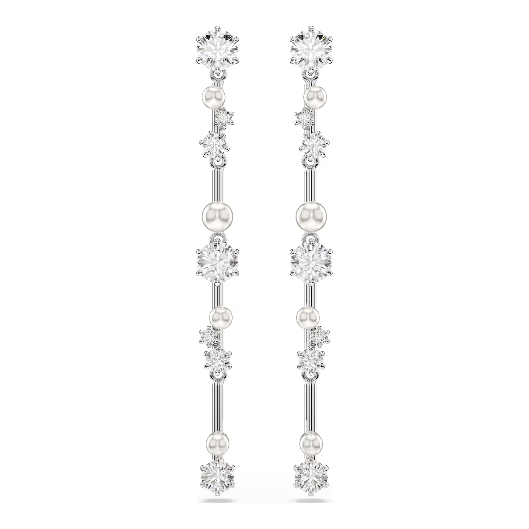 Swarovski Jewelry Swarovski Crystal Constella Crystal Pearl and Zirconia Rhodium-Plated Drop Earrings