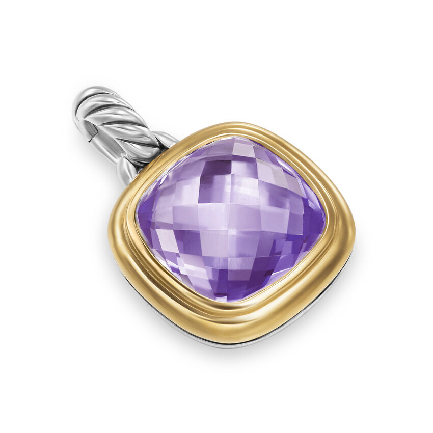 David Yurman Albion Pendant in Sterling Silver with 18K Yellow Gold and Amethyst 11mm 1400$