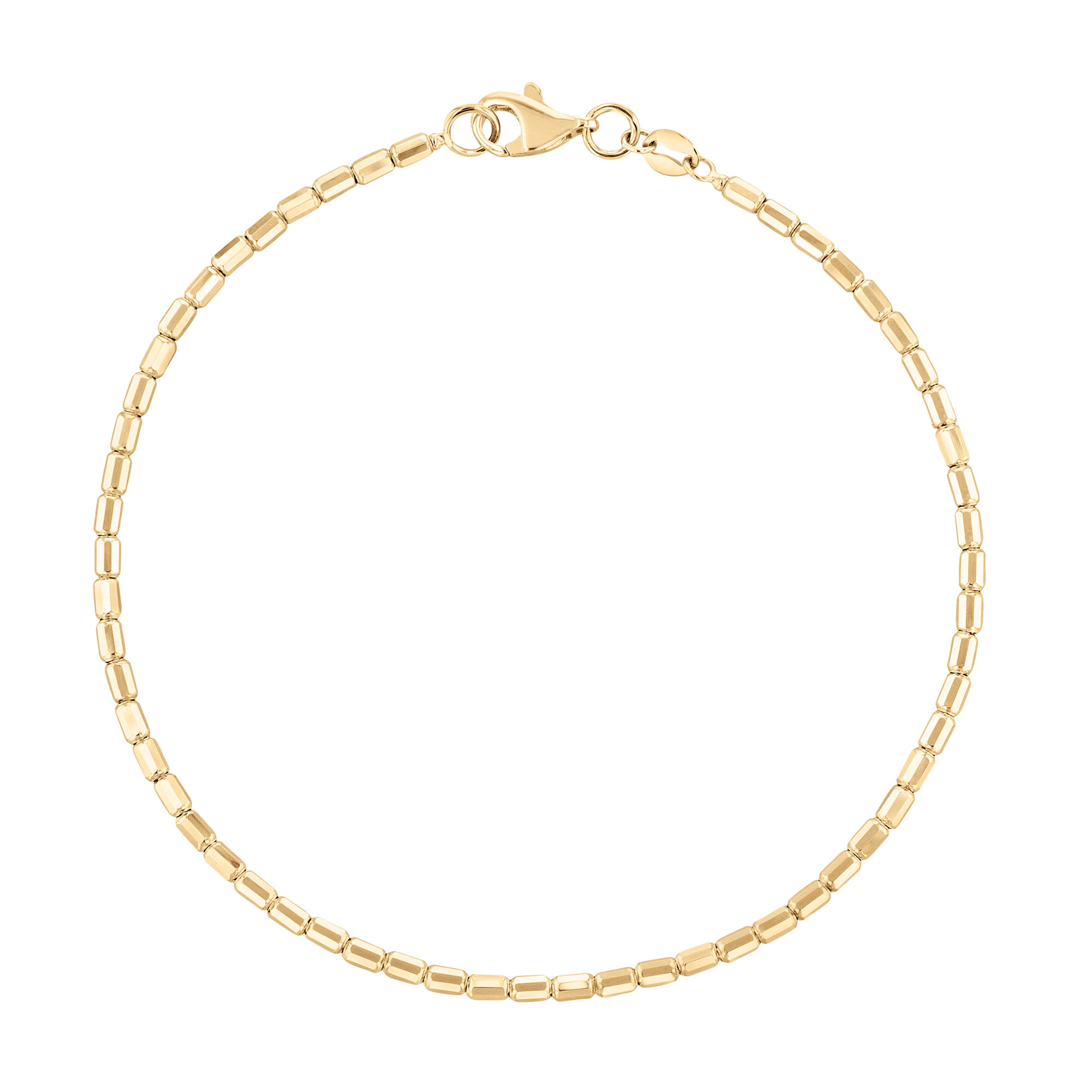 REEDS 10K Yellow Gold 2mm Cube Link Chain Bracelet