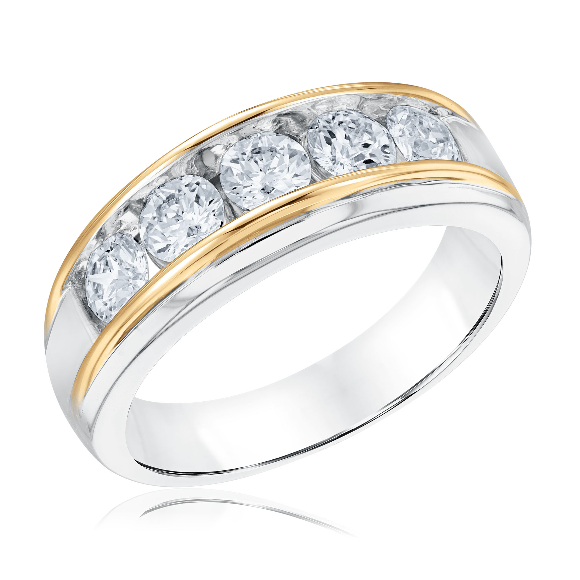 REEDS Mens 1 34Ctw Econic Star Round Lab Grown Diamond 14K Two-Tone Wedding Band Ring Size 95 5000$