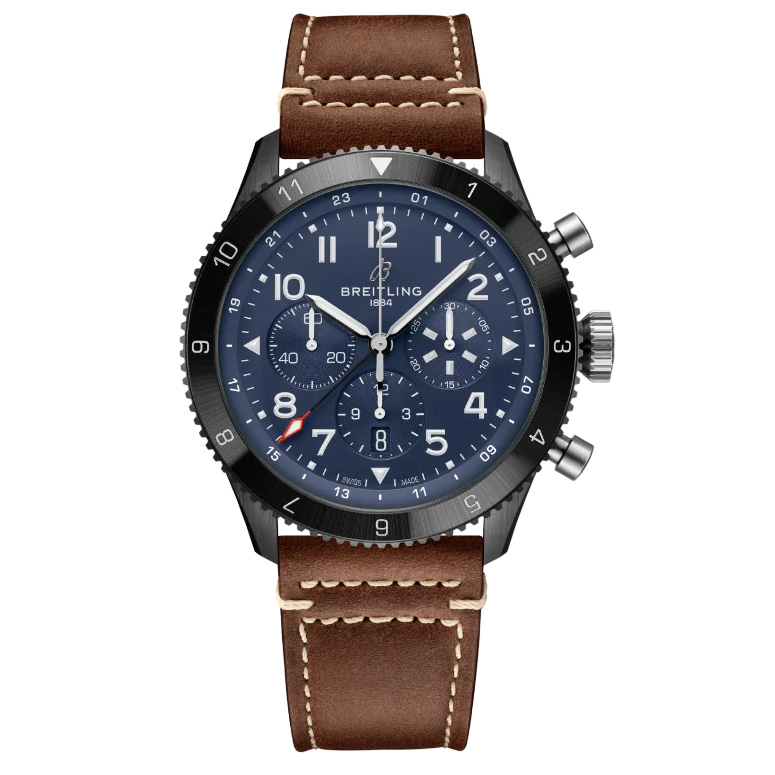 Breitling Super AVI B04 Chronograph GMT 46 Tribute to Vought F4U Corsair Brown Leather Strap Watch 46mm SB04452A1C1X2
