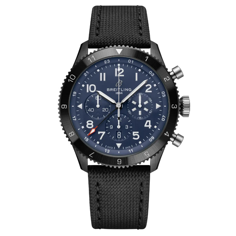 Breitling Super AVI B04 Chronograph GMT 46 Tribute to Vought F4U Corsair Black Leather Strap Watch 46mm SB04452A1C1X1