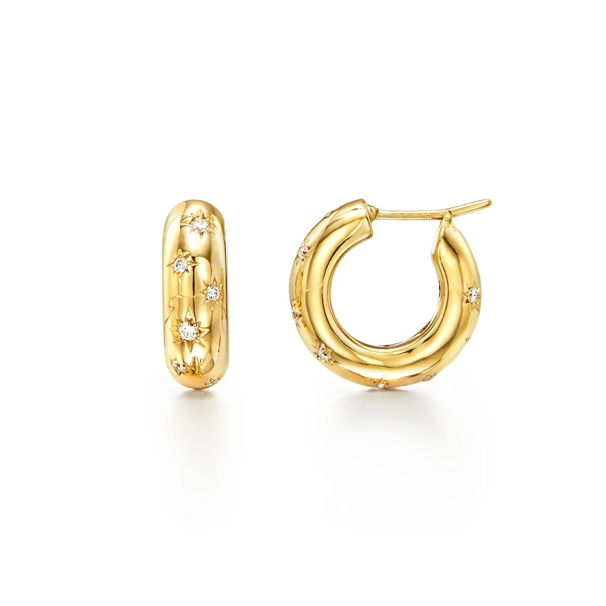 Temple St. Clair  18k Yellow Gold Diamond Cosmos Hoop Earrings
