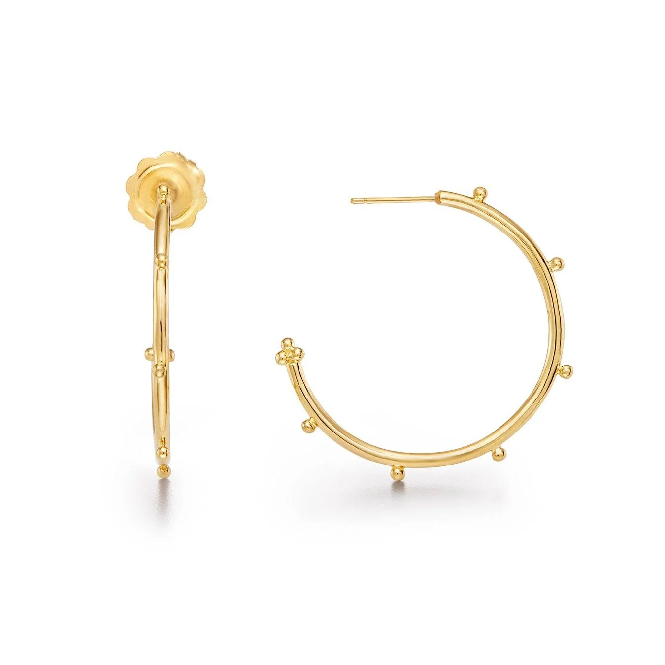 Temple St. Clair  18k Yellow Gold Granulated Hoop Earrings