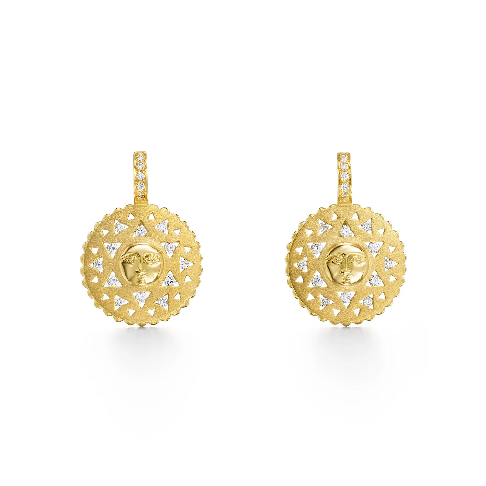 Temple St. Clair  18k Yellow Gold Diamond Orbit Sun Earrings