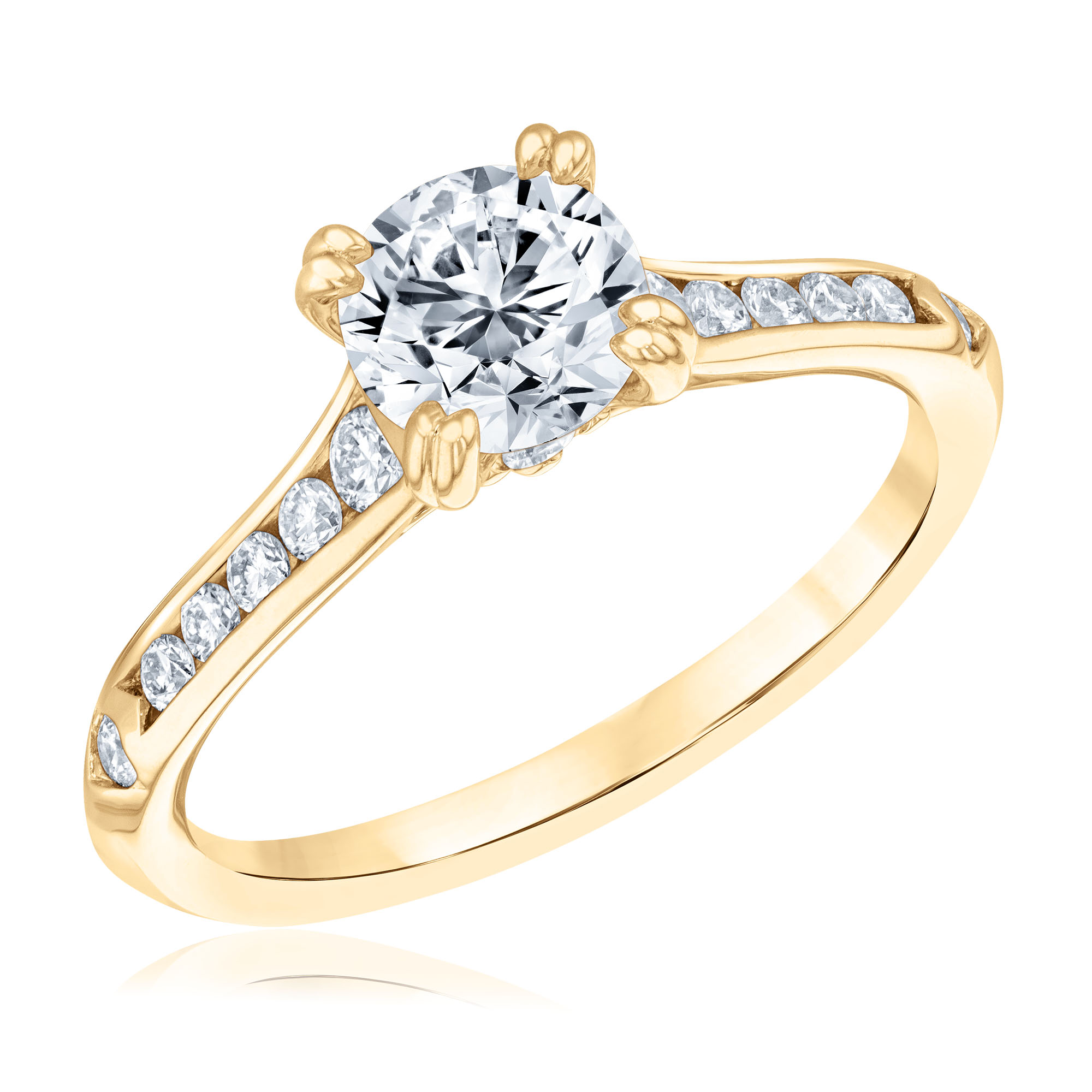 REEDS Women's 1 1/3Ctw Round Diamond 14K Yellow Gold Engagement Ring  Ring Size 5
