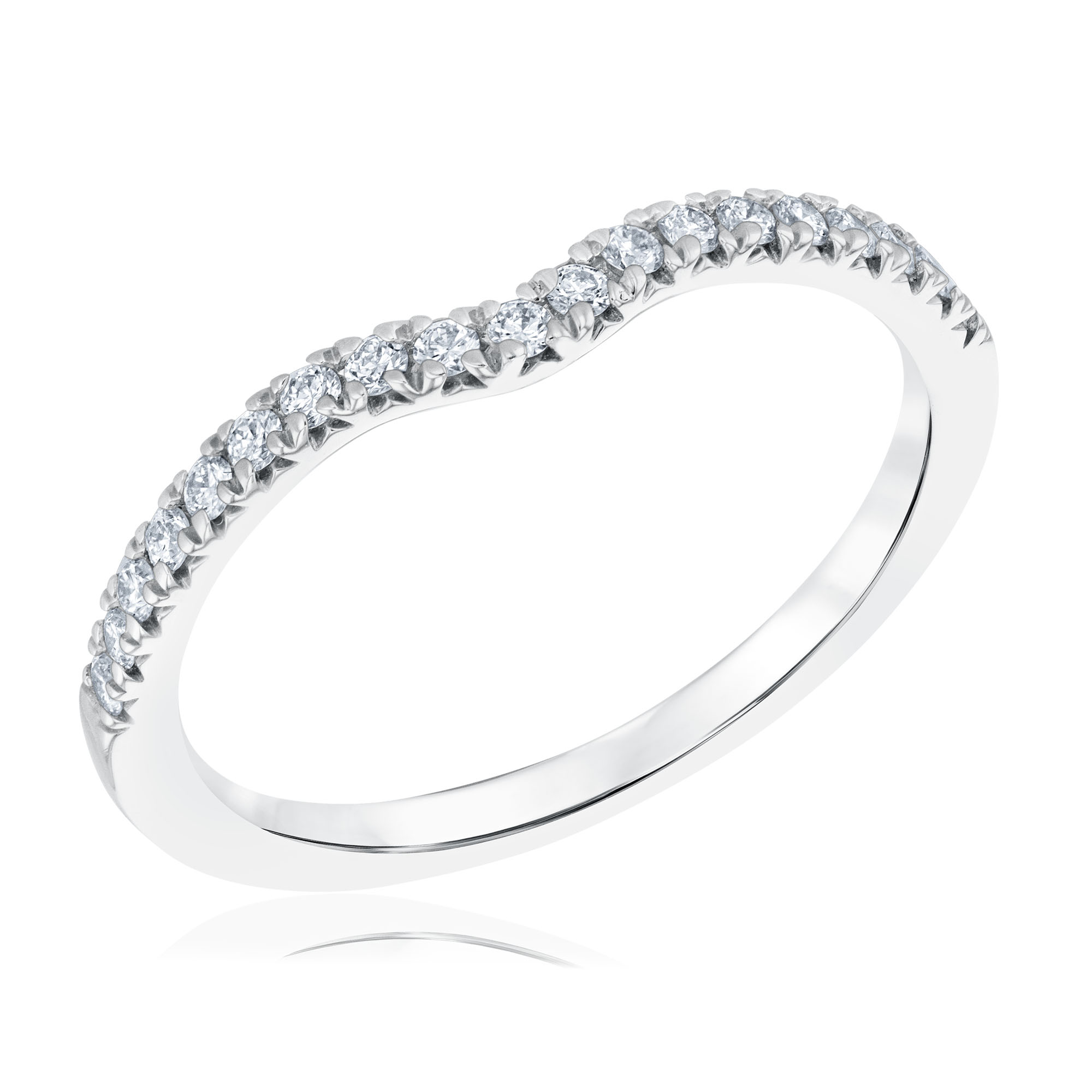REEDS Womens 15Ctw Lab Grown Diamond 14K White Gold Curved Wedding Band Ring Size 8 1000$