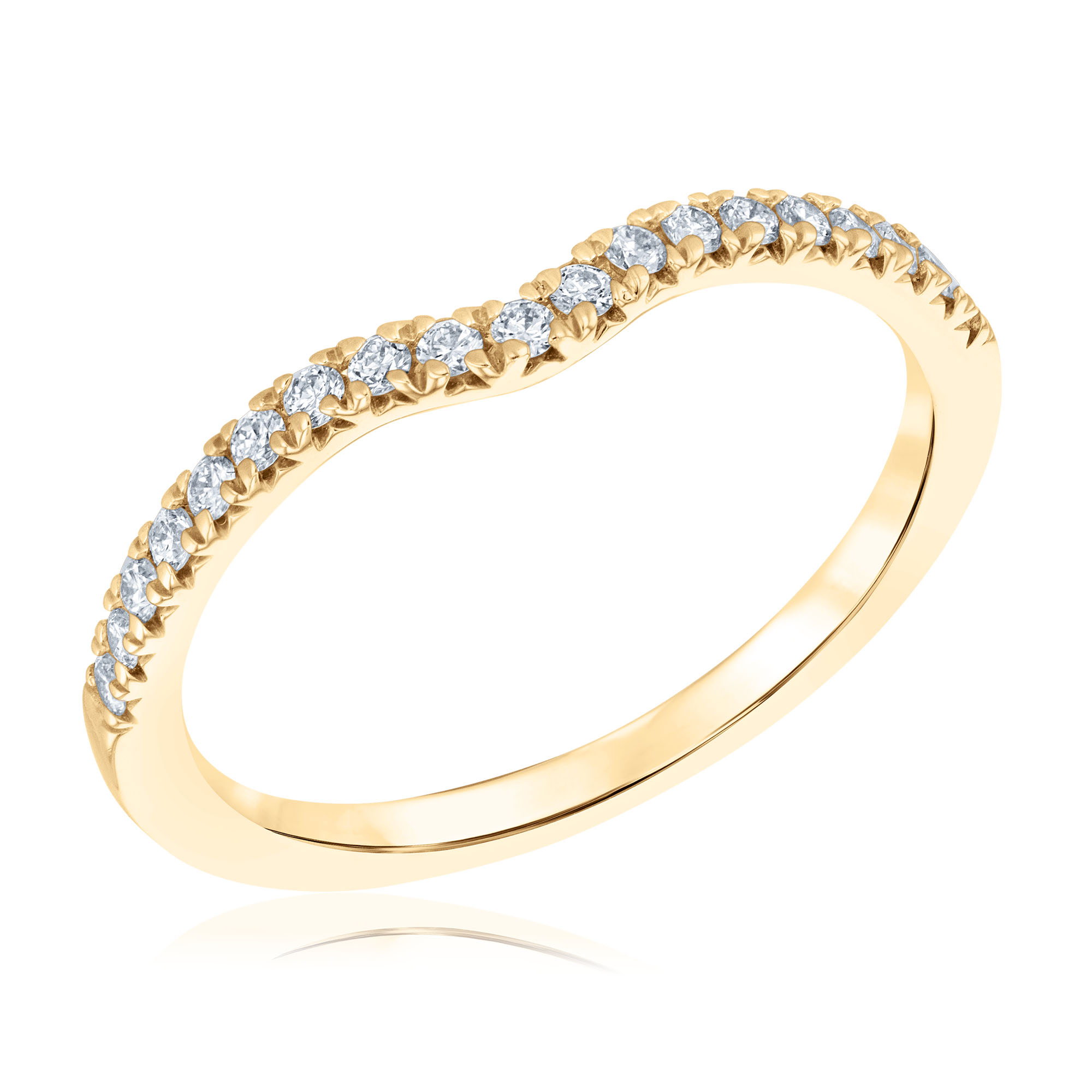 REEDS Women's 1/5Ctw Lab Grown Diamond 14K Yellow Gold Curved Wedding Band  Ring Size 8.5