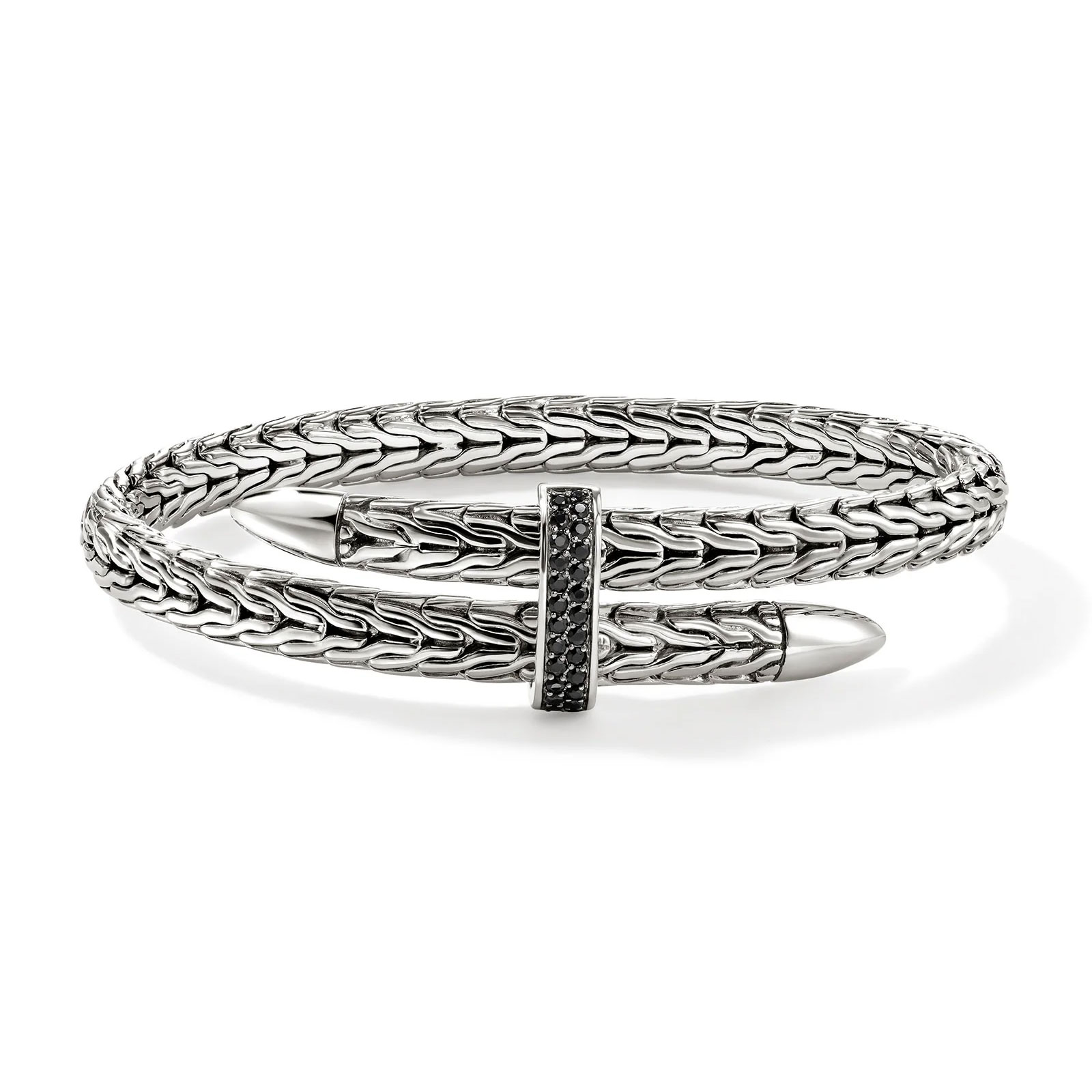 John Hardy  Spear Black Sapphire 5.5mm Sterling Silver Cuff Bracelet