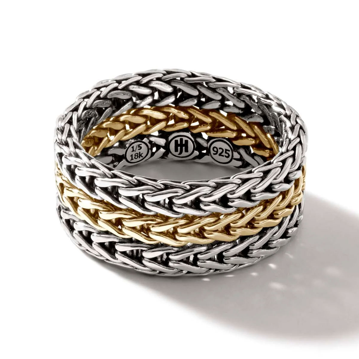 John Hardy Women's  Rata Two-Tone 9mm Wide Chain Ring - Size 7