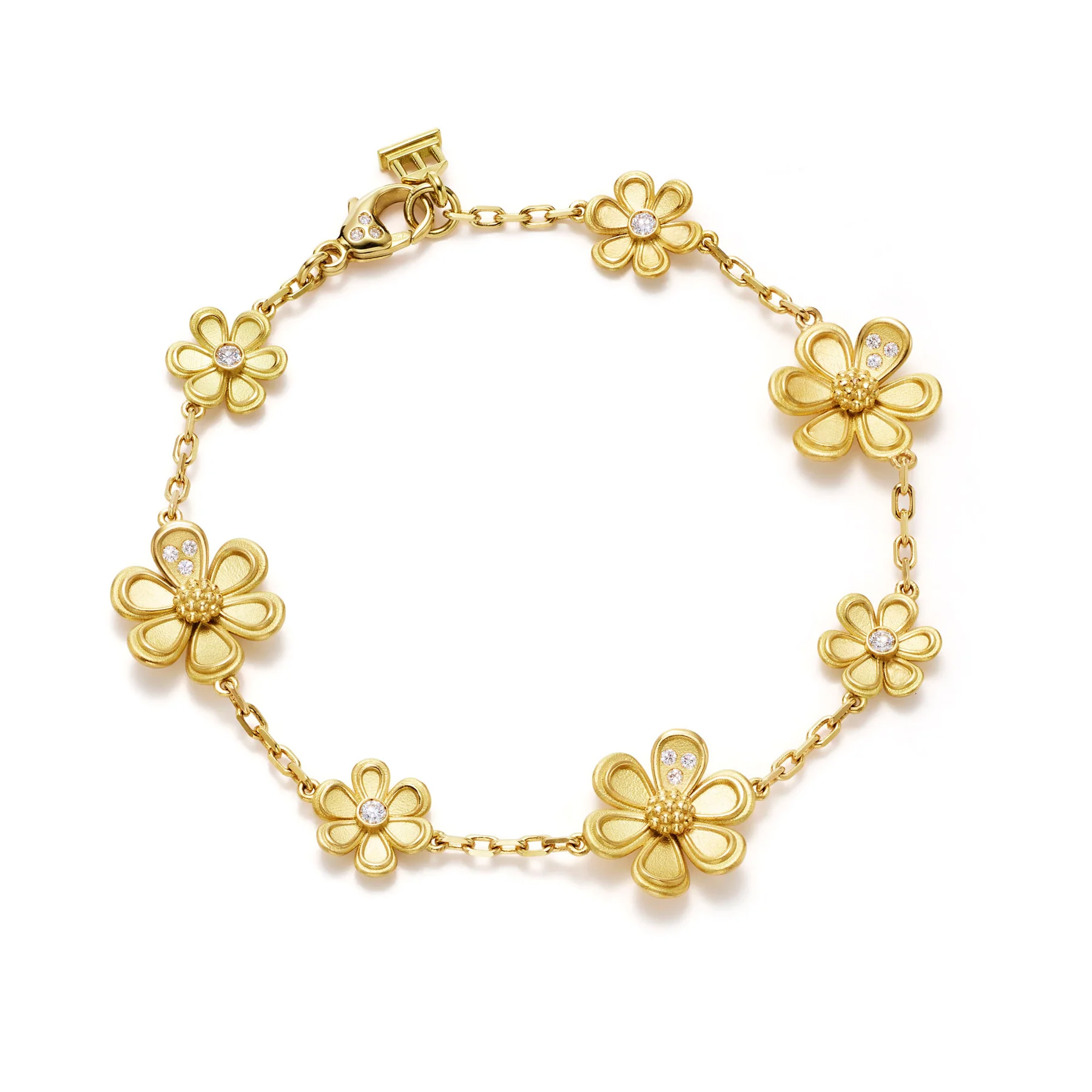 Temple St. Clair  18k Yellow Gold Diamond Golden Flower Bracelet
