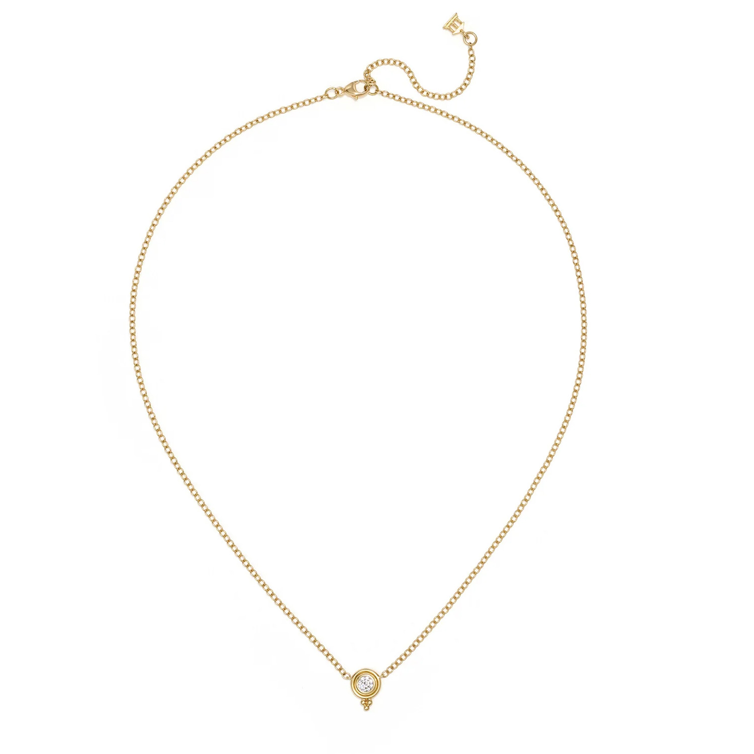 Temple St. Clair  18k Yellow Gold Single Diamond Temple Necklace