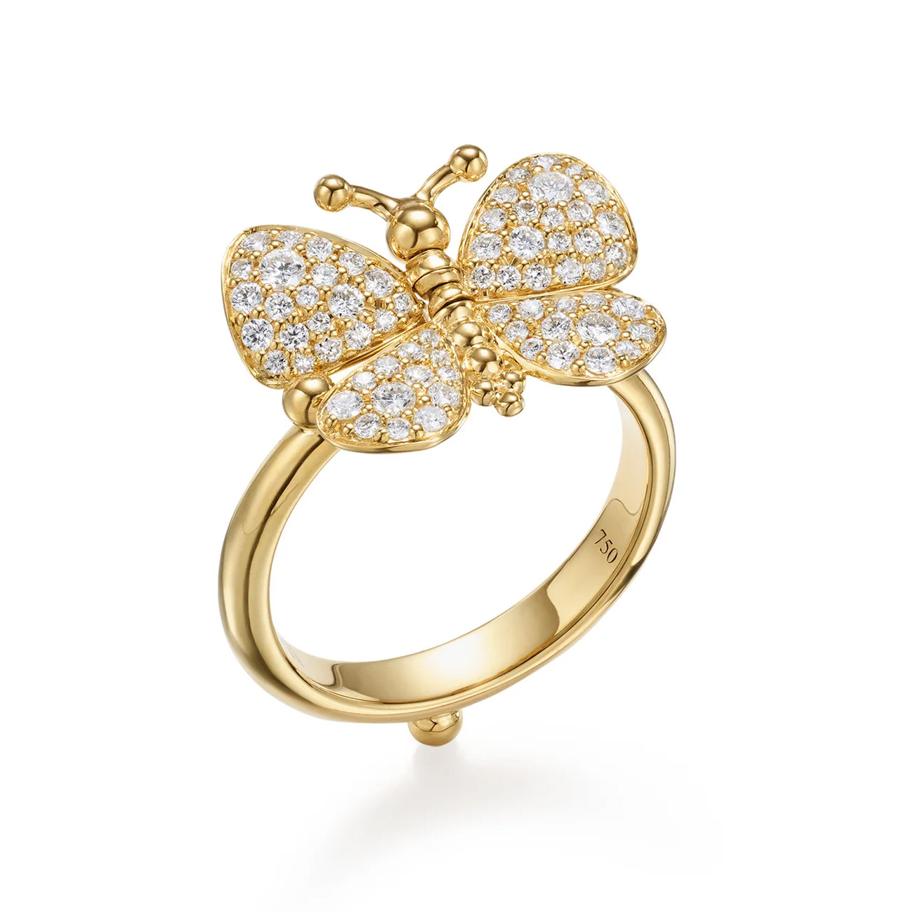 Temple St. Clair Women's  18k Yellow Gold Diamond Snow Butterfly Ring - Size 6.5