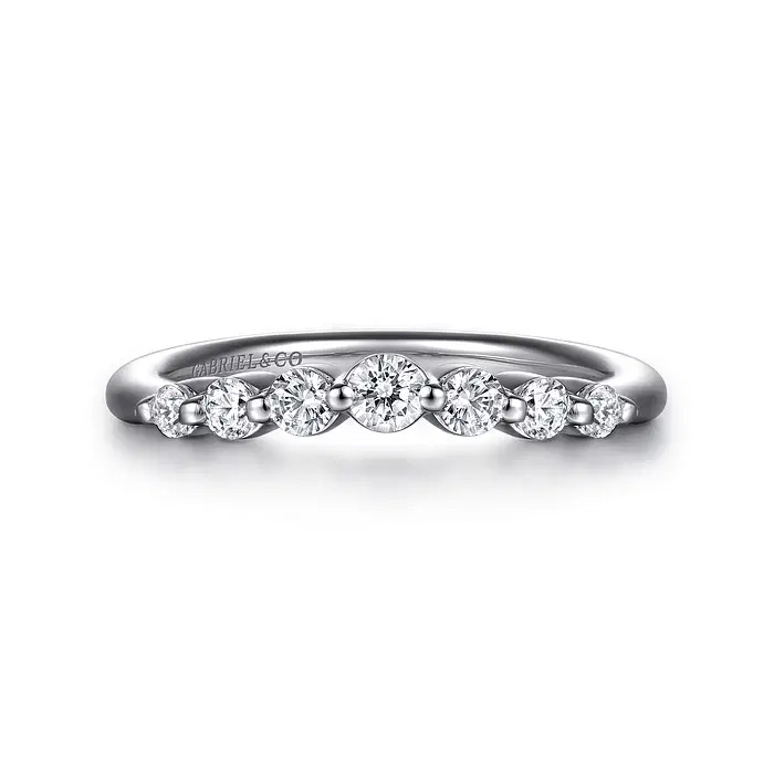 Gabriel & Co. Women's  1/3ctw Round Diamond 14k White Gold Curved Wedding Band  Ring Size 9