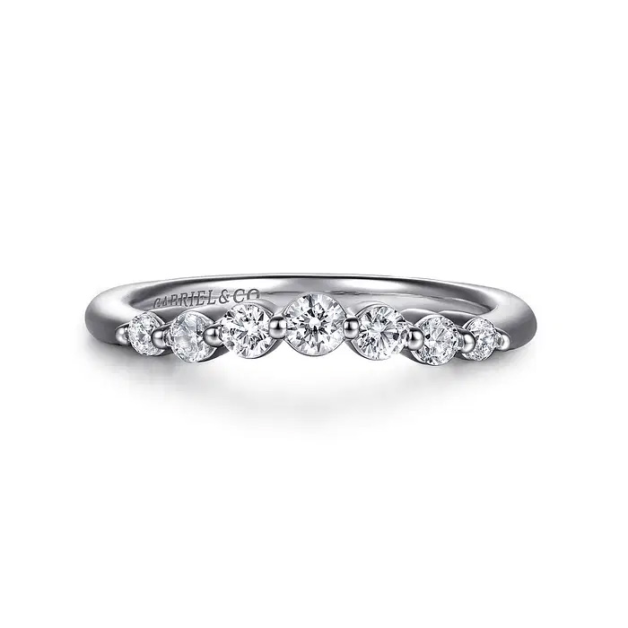 Gabriel & Co. Women's  1/3ctw Round Diamond 14k White Gold Curved Wedding Band  Ring Size 8.5