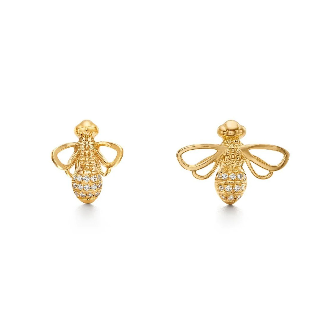 Temple St. Clair  18k Yellow Gold Diamond Busy Bee Earrings