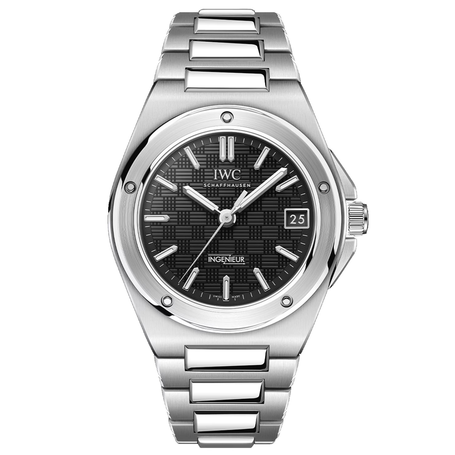 Iwc Ingenieur Automatic Black Grid Dial Stainless Steel Watch 35mm  IW324906