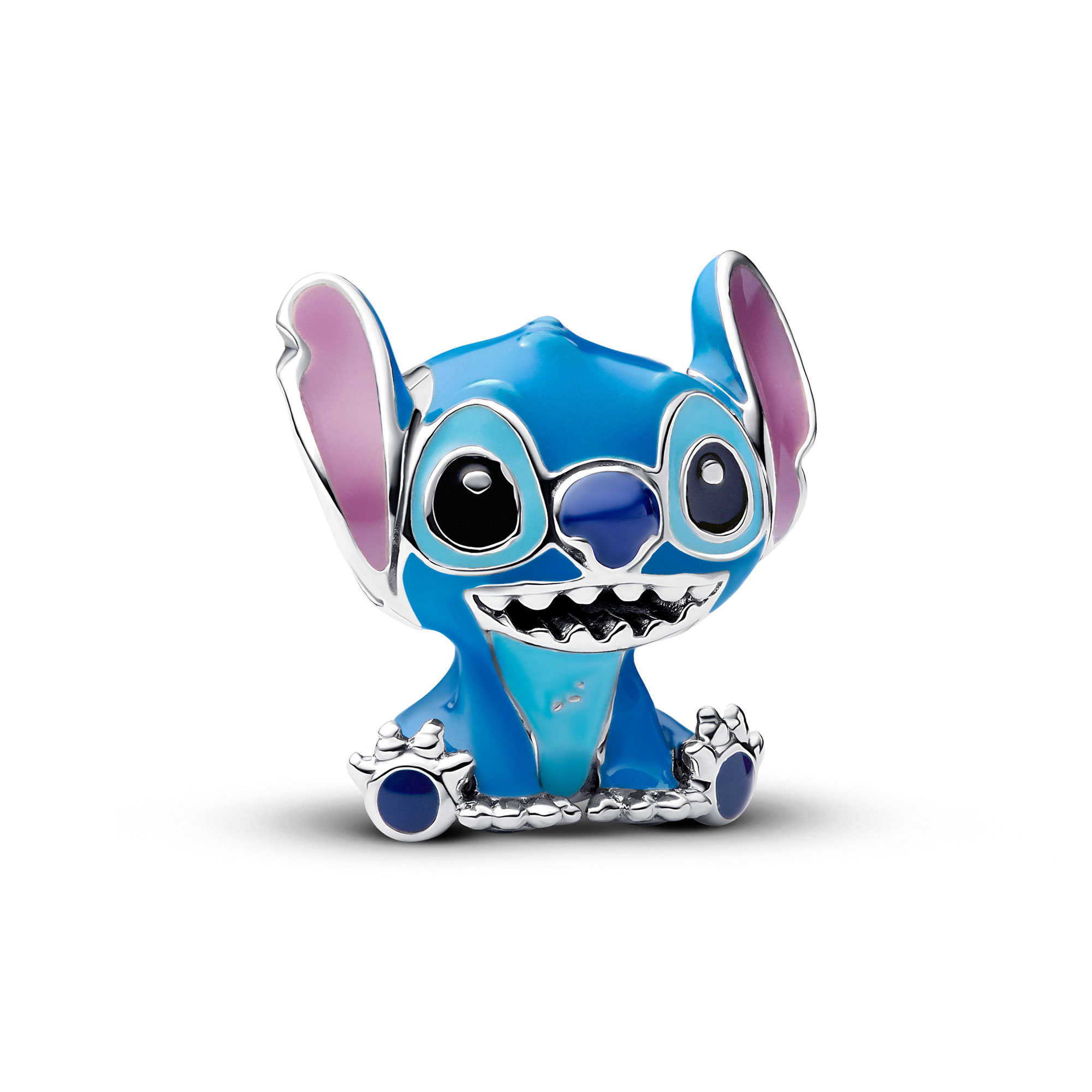 Pandora Disney x Lilo & Stitch 793815C01 Charm Stitch per Bracciale Moments, Argento Sterling 925 Lucidato e Parzialmente Brunito, Smalto Viola Blu e Nero, Dimensioni 13 × 13 mm, Gioiello Originale in Confezione Pandora, EAN 5700303193458 - 3