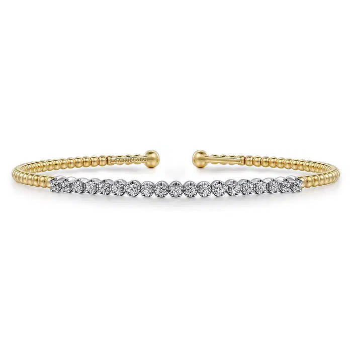 Gabriel & Co.  14k Yellow and White Gold Bujukan 3/8ctw Diamond Cuff Bracelet