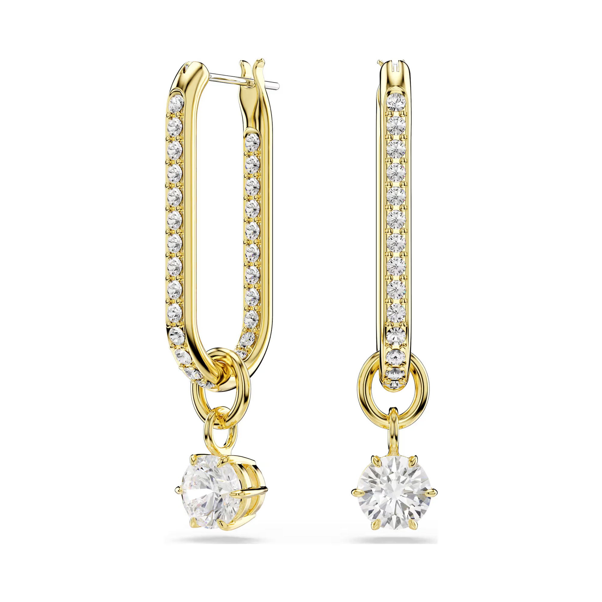 Swarovski Jewelry Swarovski Constella Round White Zirconia and Crystal Drop Earrings  Gold-Tone Plated