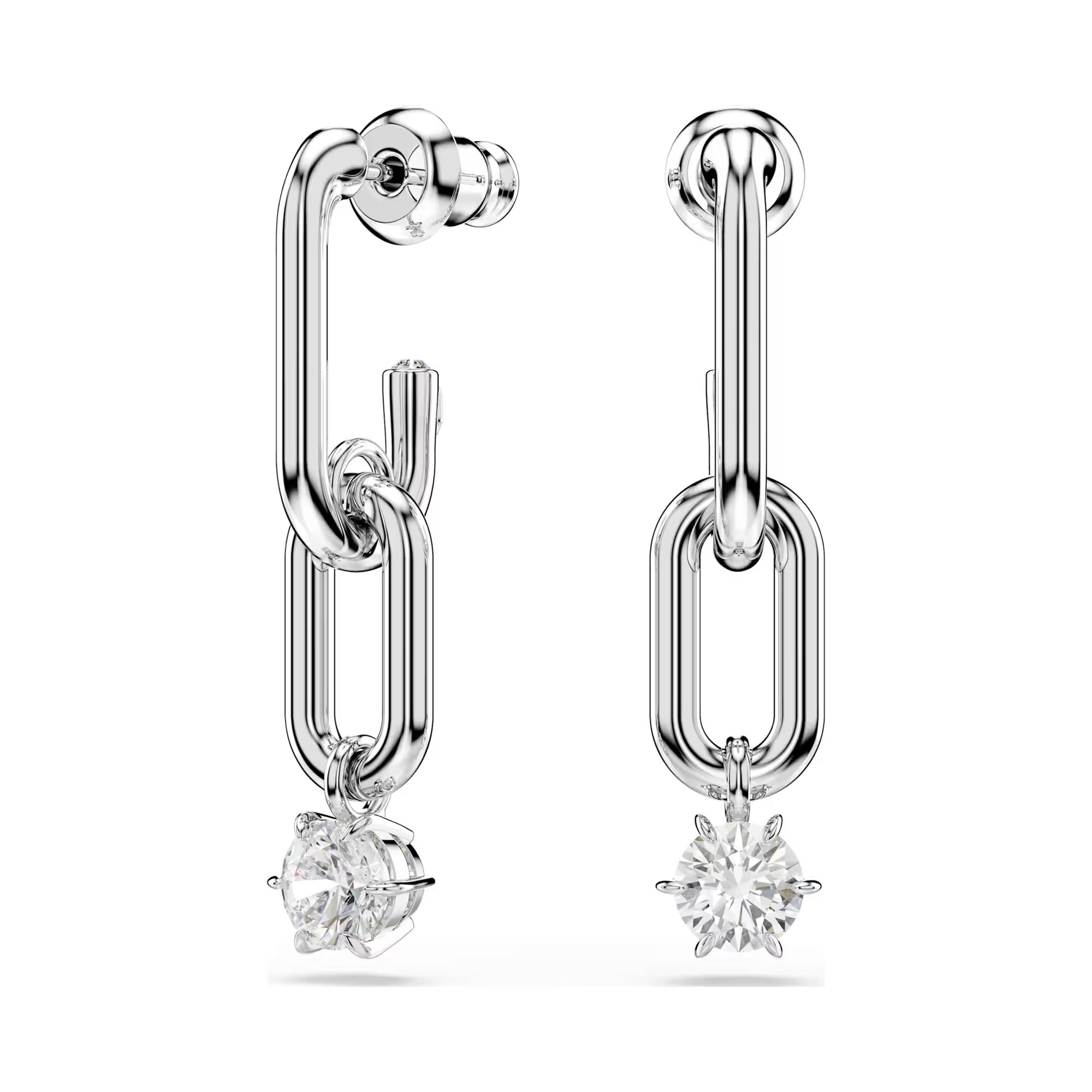 Swarovski Jewelry Swarovski Constella Round White Zirconia Drop Earrings Rhodium-Plated 119$
