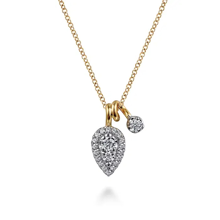 Gabriel & Co.  14k Yellow and White Gold 1/3ctw Diamond Double Pendant Necklace