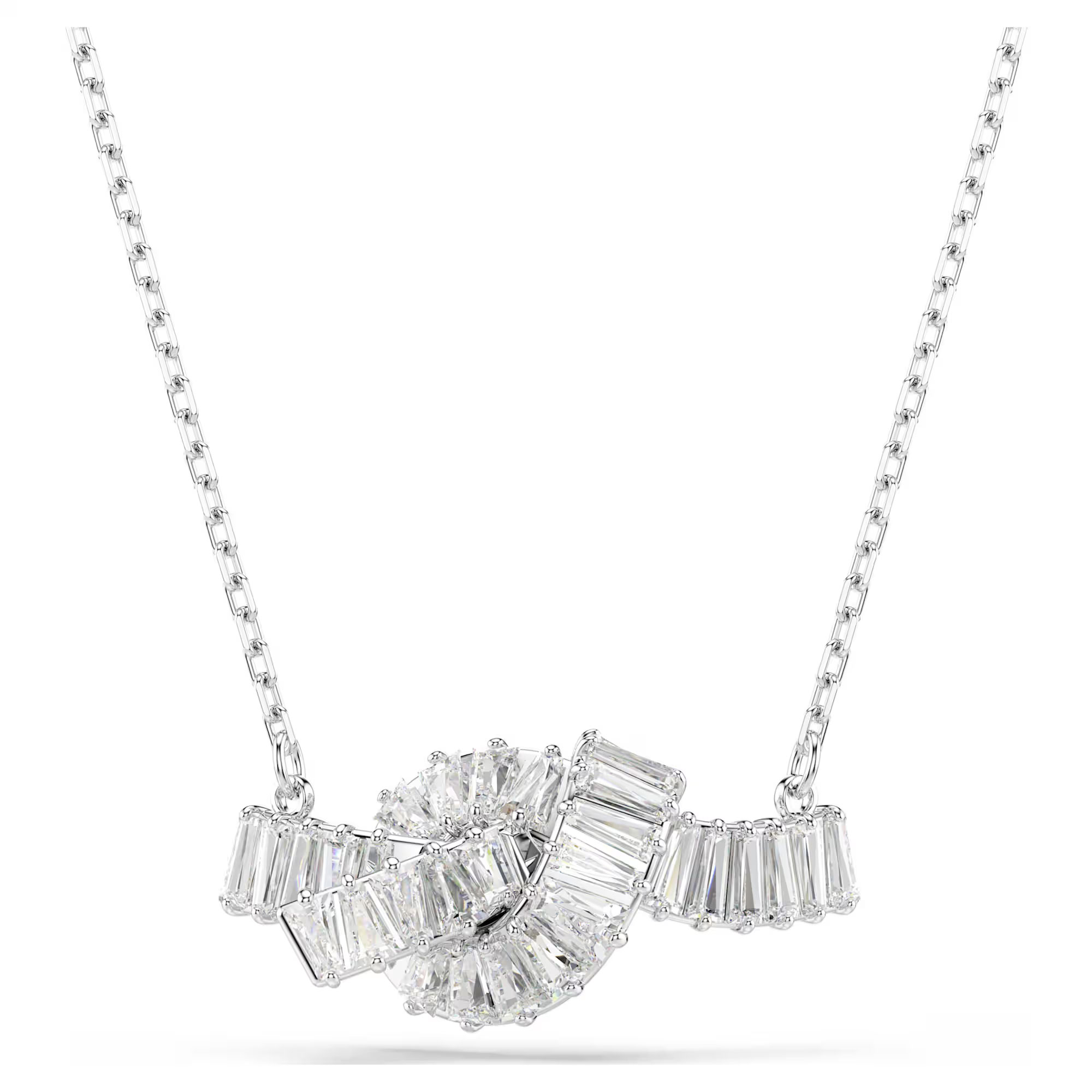 Swarovski Jewelry Swarovski Matrix Knot Baguette White Zirconia Pendant Necklace  Rhodium-Plated