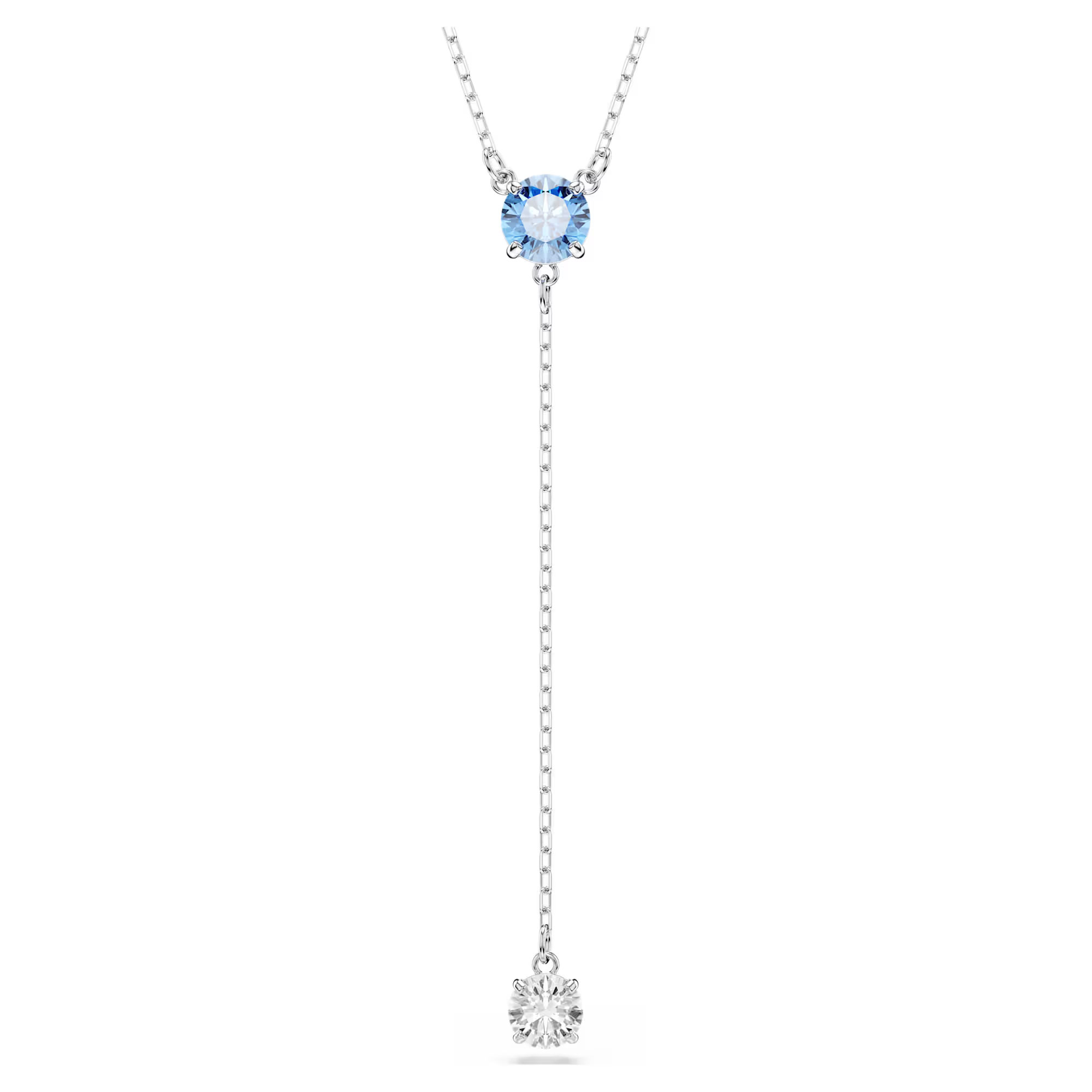 Swarovski Jewelry Swarovski Stilla Attract Blue Crystal and White Zirconia Adjustable Y Necklace  Rhodium-Plated