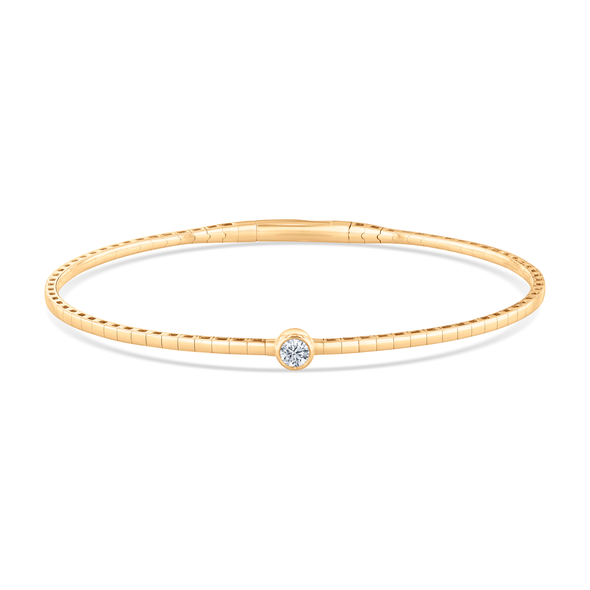 REEDS  Flexible 1/6Ct Round Diamond 14K Yellow Gold Bangle Bracelet