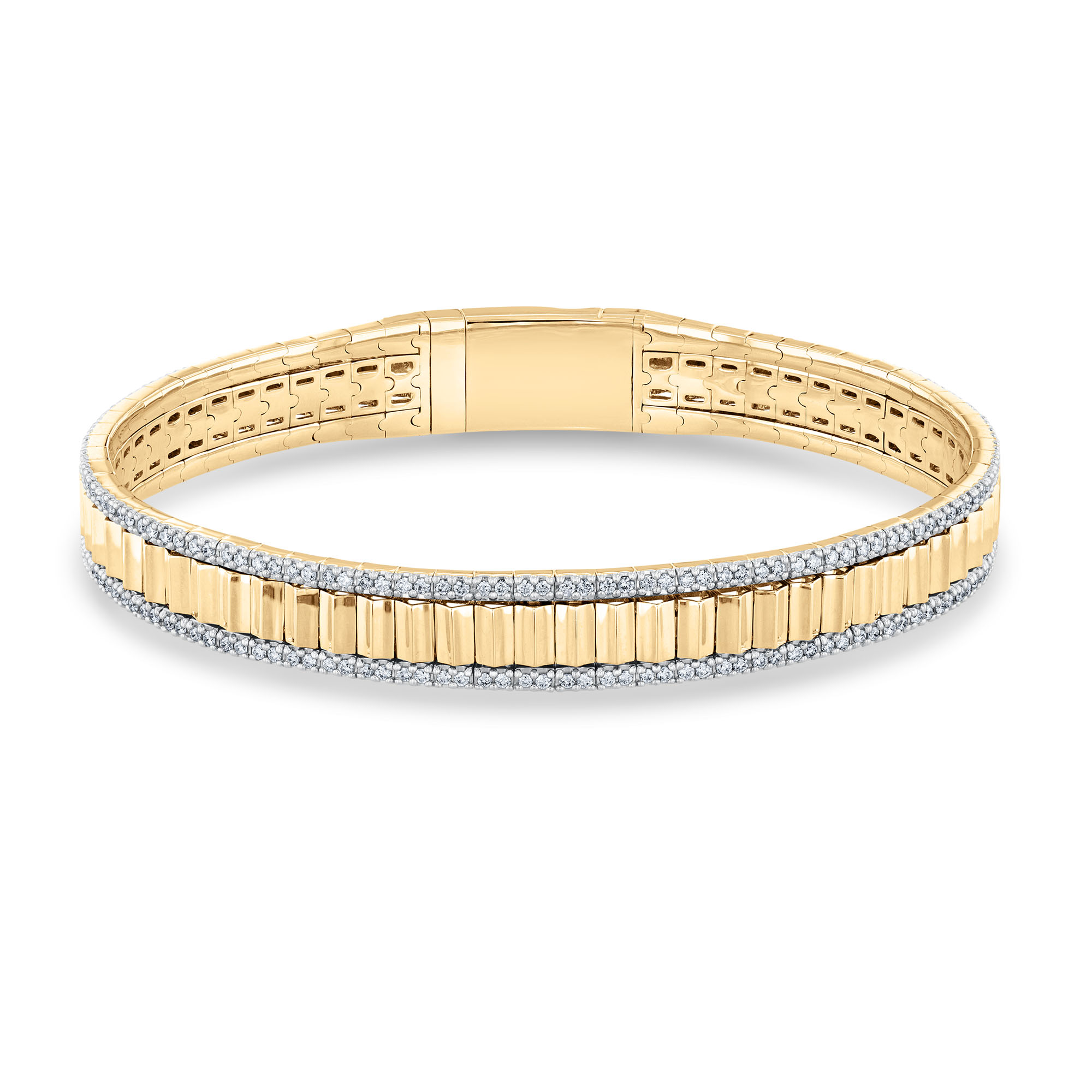 REEDS  Flexible 1ctw Diamond 14K Yellow Gold Bangle Bracelet