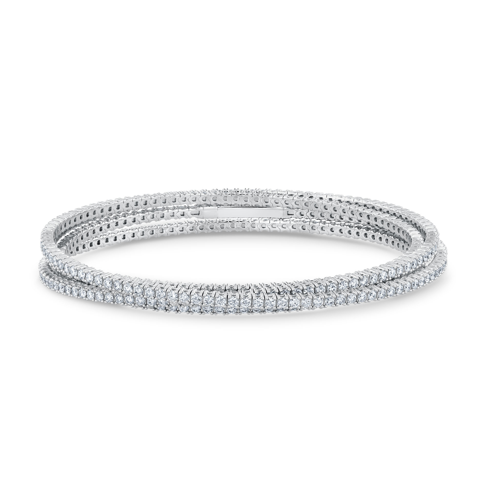 REEDS  Flexible 6 1/4ctw Diamond 14K White Gold Wrap Bangle Bracelet