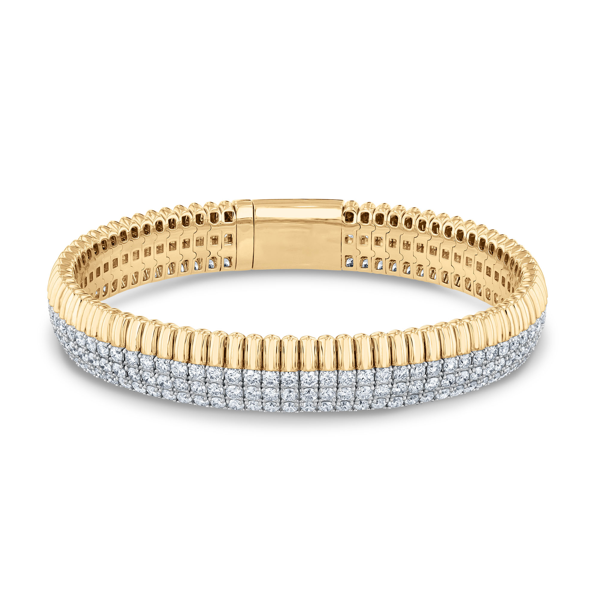 REEDS  Flexible 8ctw Diamond 14K Yellow Gold Bangle Bracelet