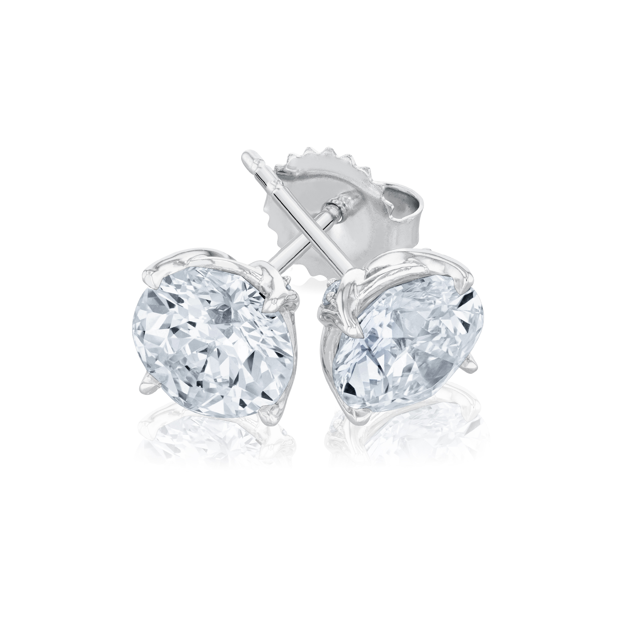REEDS 3 1/2ctw Econic Star Round Lab Grown Diamond Solitaire 14K White Gold Stud Earrings