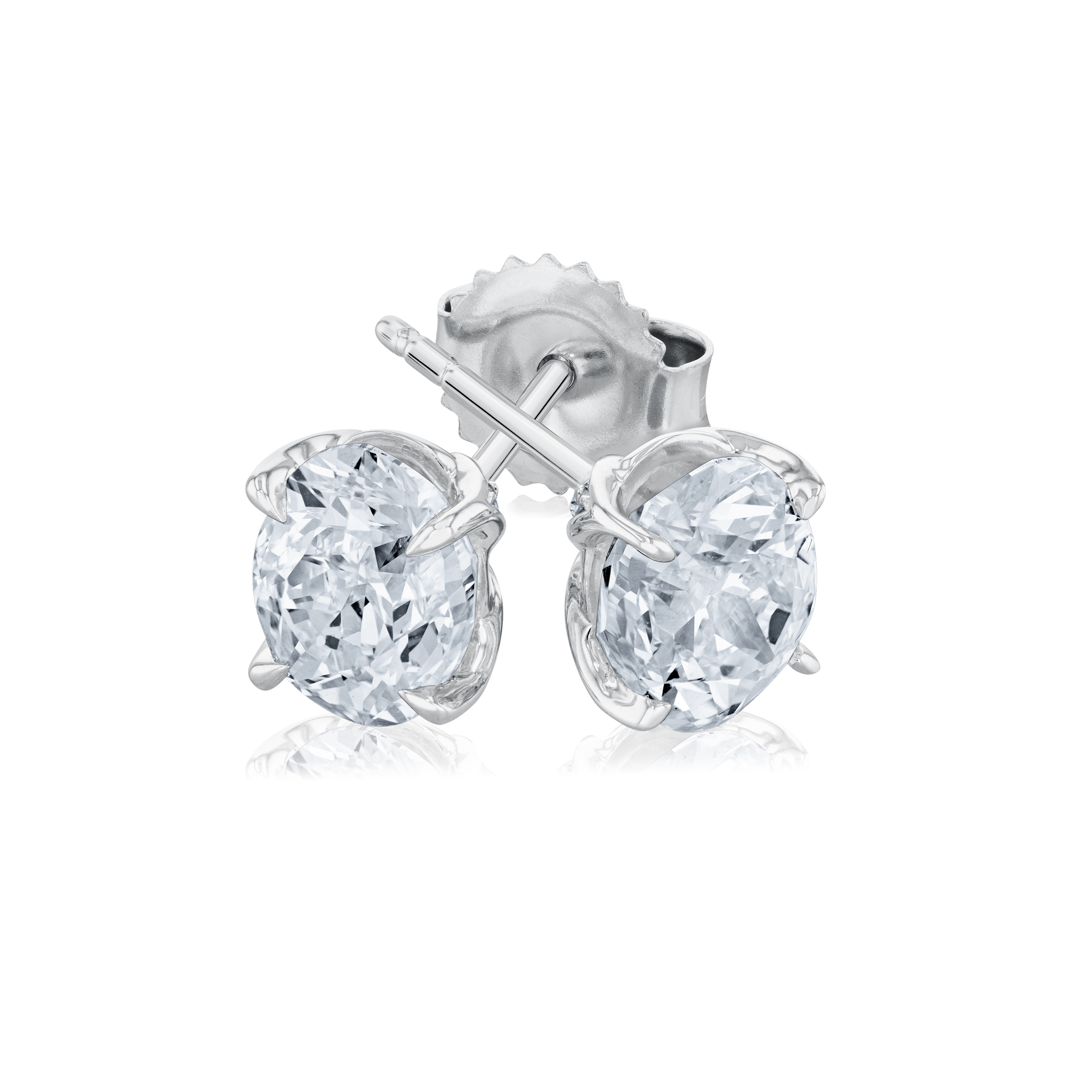 REEDS 3 1/2ctw Econic Star Oval Lab Grown Diamond Solitaire 14K White Gold Stud Earrings