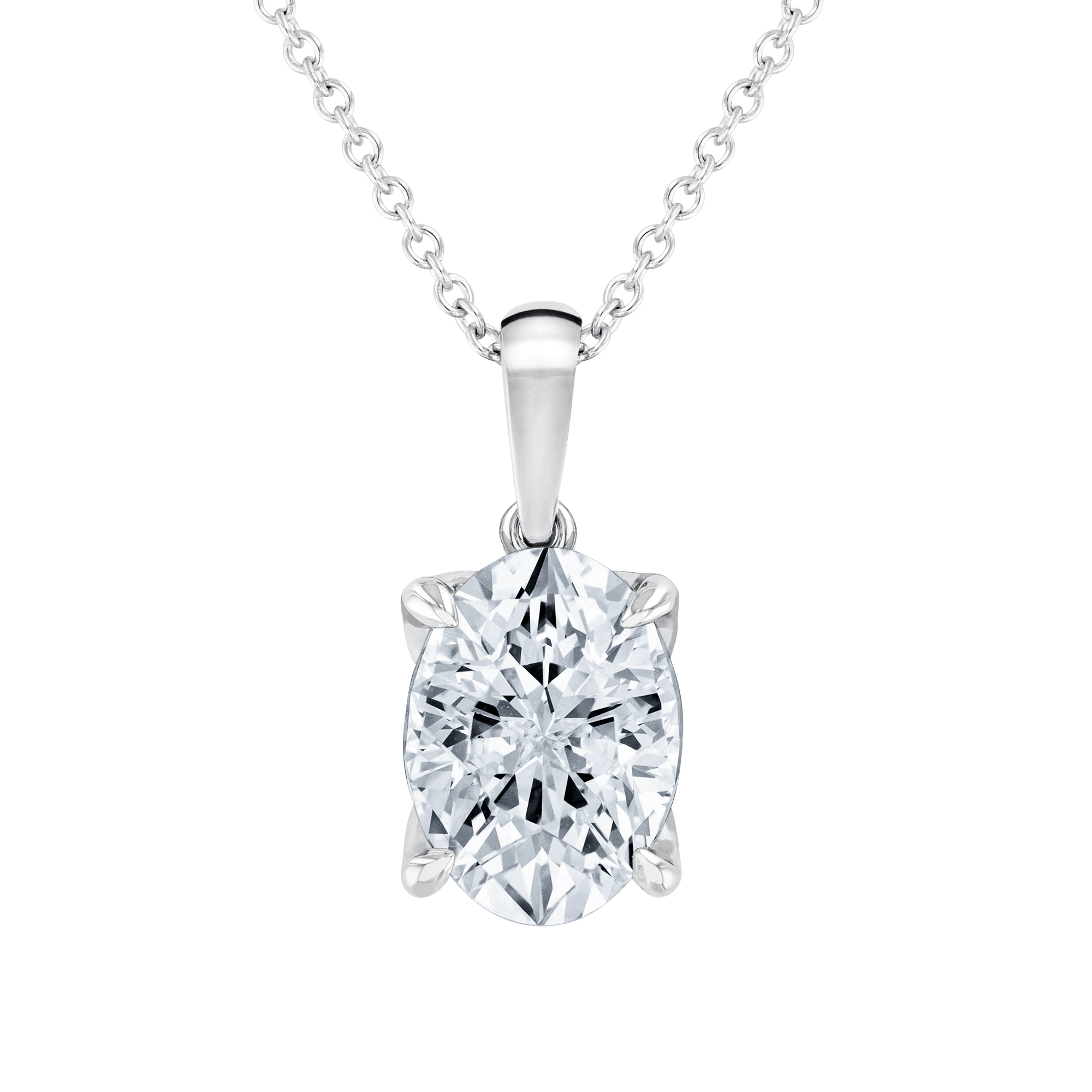 REEDS 2 78ctw Econic Star Oval Lab Grown Diamond Solitaire 14K White Gold Pendant Necklace 4800$