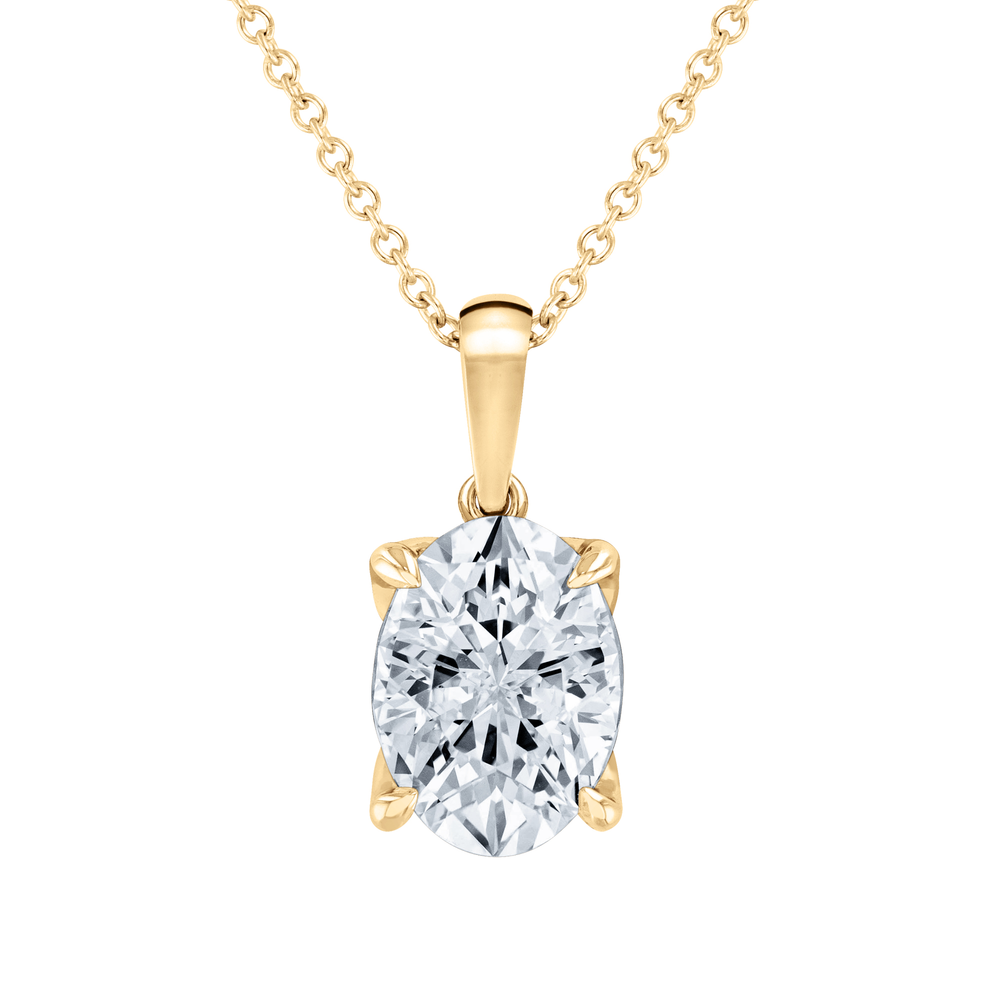 REEDS 2 78ctw Econic Star Oval Lab Grown Diamond Solitaire 14K Yellow Gold Pendant Necklace 4800$