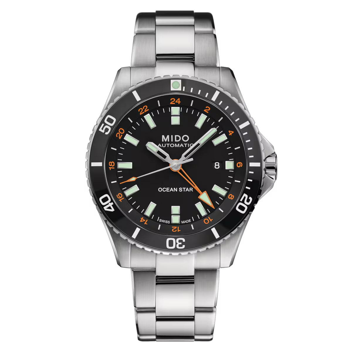Mido  Ocean Star GMT Black Dial Stainless Steel Watch 44mm  M0266291105101