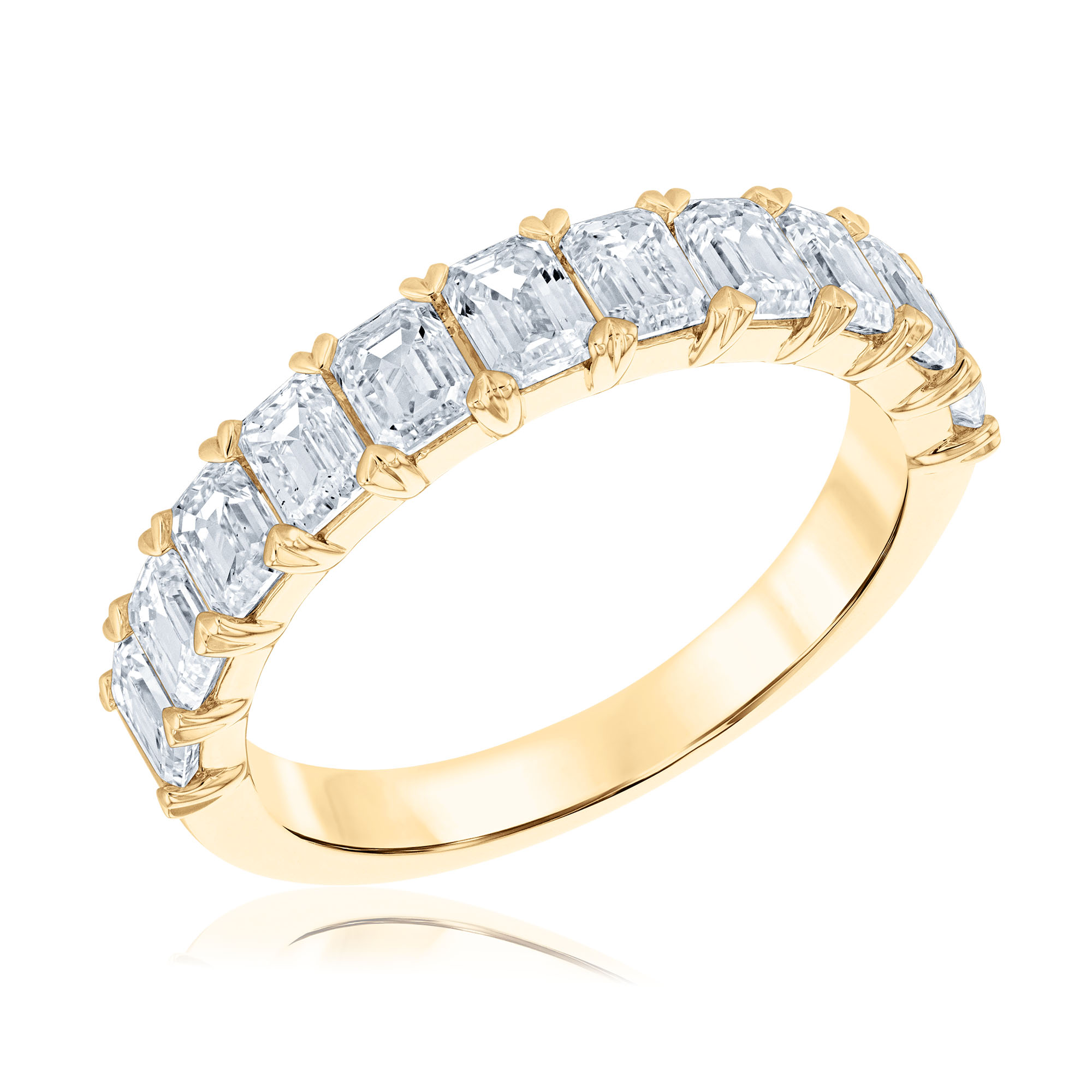REEDS Women's 2Ctw Emerald Diamond 14K Yellow Gold Wedding Band  Ring Size 7