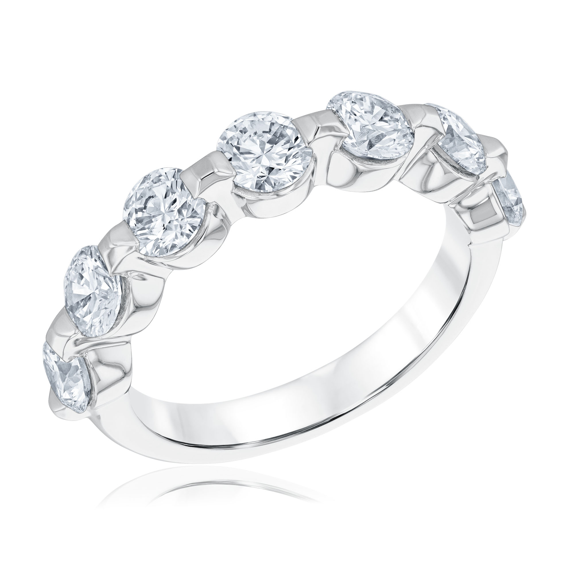 REEDS Womens 2Ctw Round Diamond 14K White Gold Wedding Band Ring Size 9 8000$