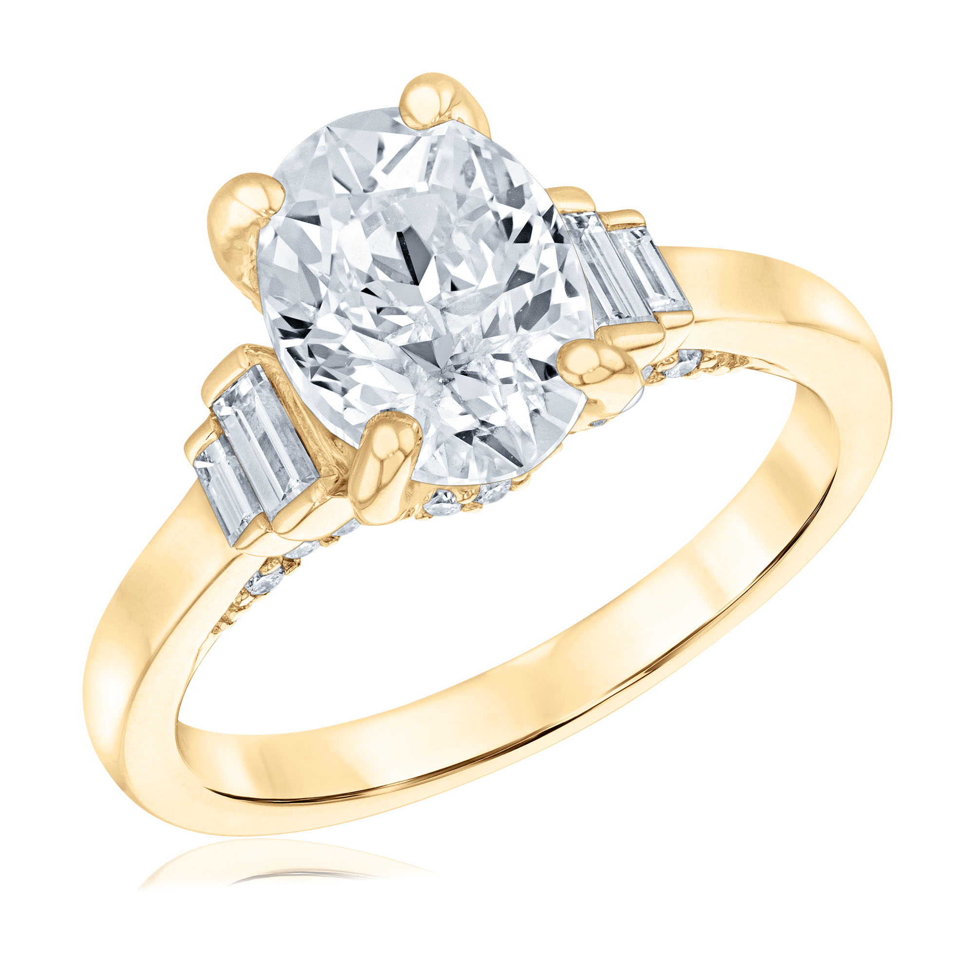 REEDS Womens 3 34Ctw Econic Star Oval Lab Grown Diamond 14K Yellow Gold Engagement Ring Ring Size 55 8000$