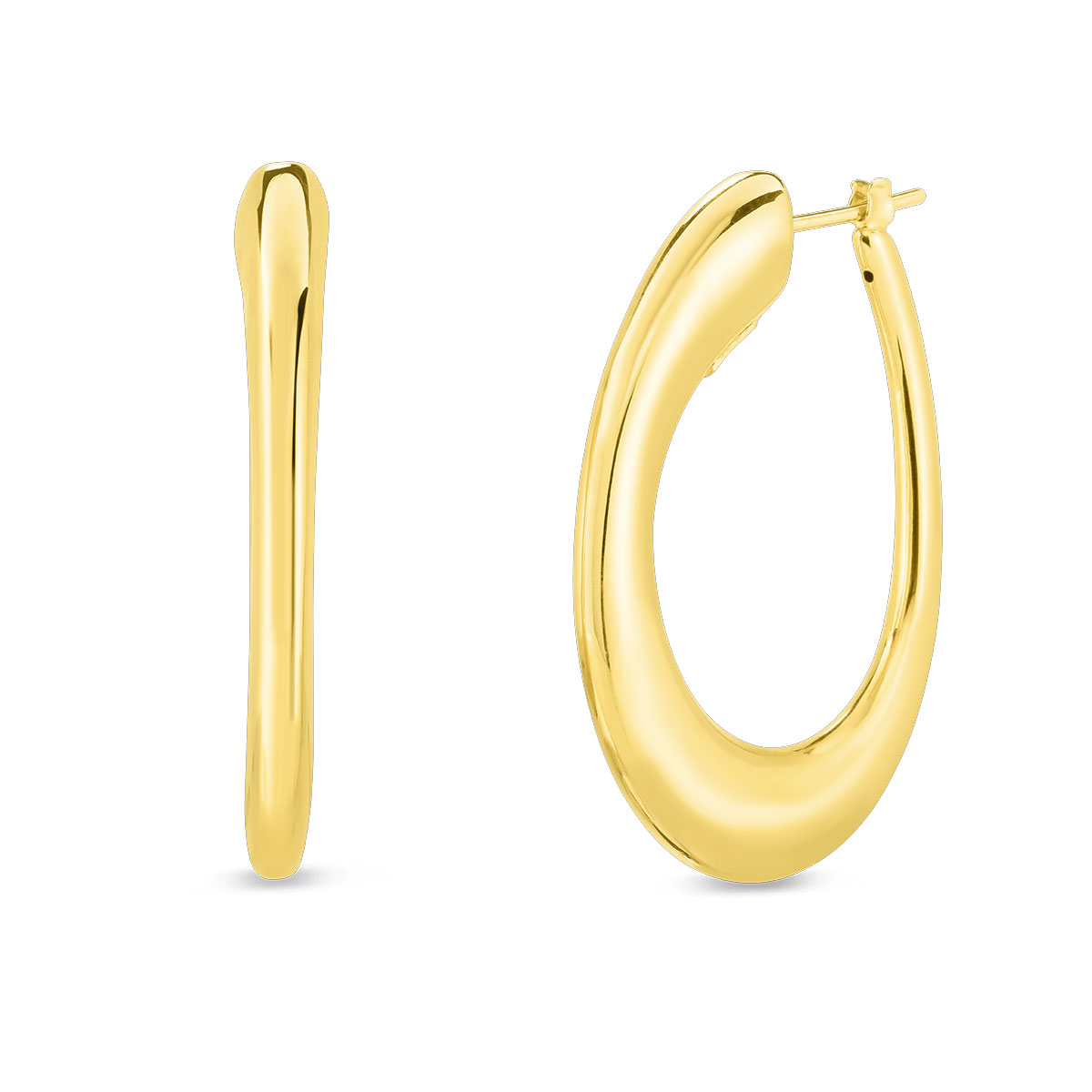 Roberto Coin  Designer Gold 18k Yellow Gold Medium Contoured Hoop Earrings