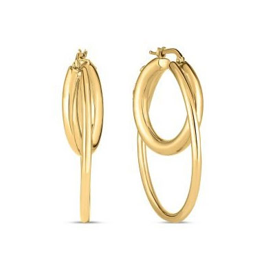 Roberto Coin  Designer Gold 18k Yellow Gold Double Hoop Earrings