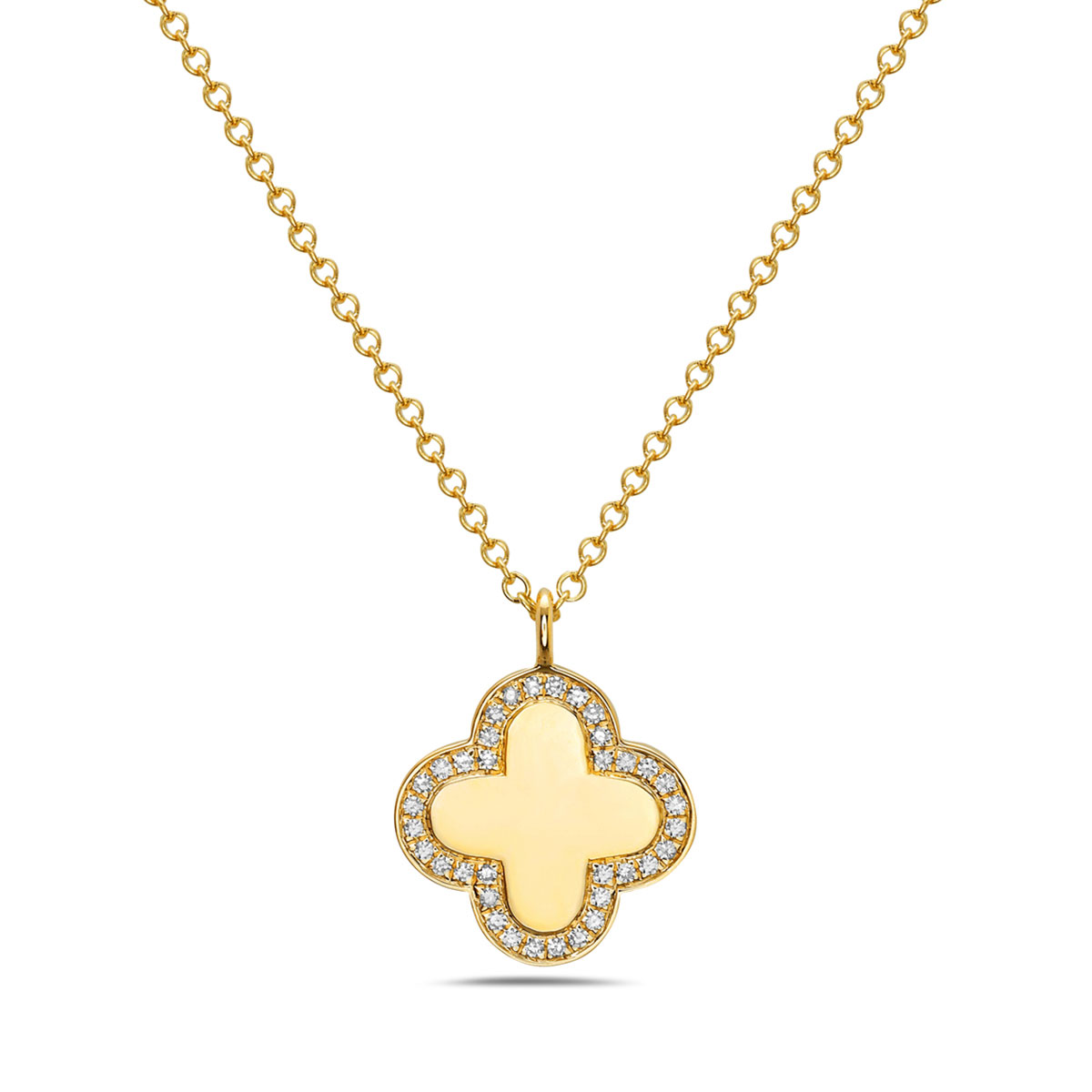 Bassali 110ctw Diamond Clover 14k Yellow Gold Pendant Necklace 1395$
