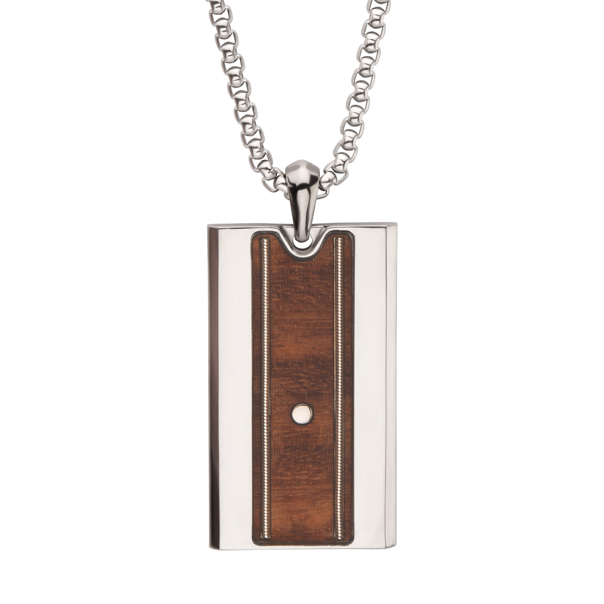 Inox Whiskey Barrel Wood Inlay and Embedded Guitar String Titanium Pendant Necklace 99$