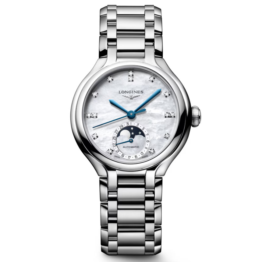 Longines PrimaLuna Moonphase Diamond Dial Stainless Steel Watch 34mm  L81264876