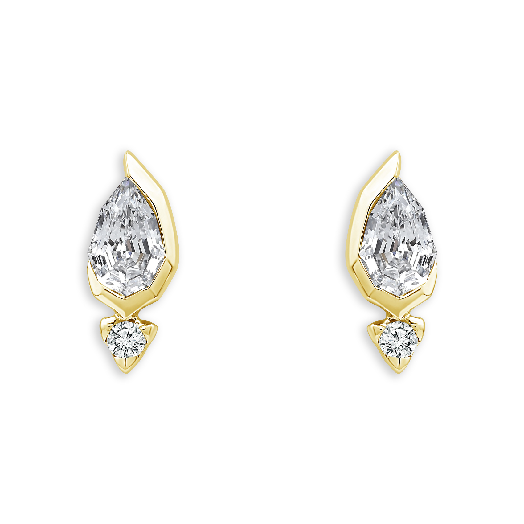 REEDS Asterly By  Econic 1/3ctw Pear Shape Step-Cut Lab Grown Diamond Gold Vermeil Earrings