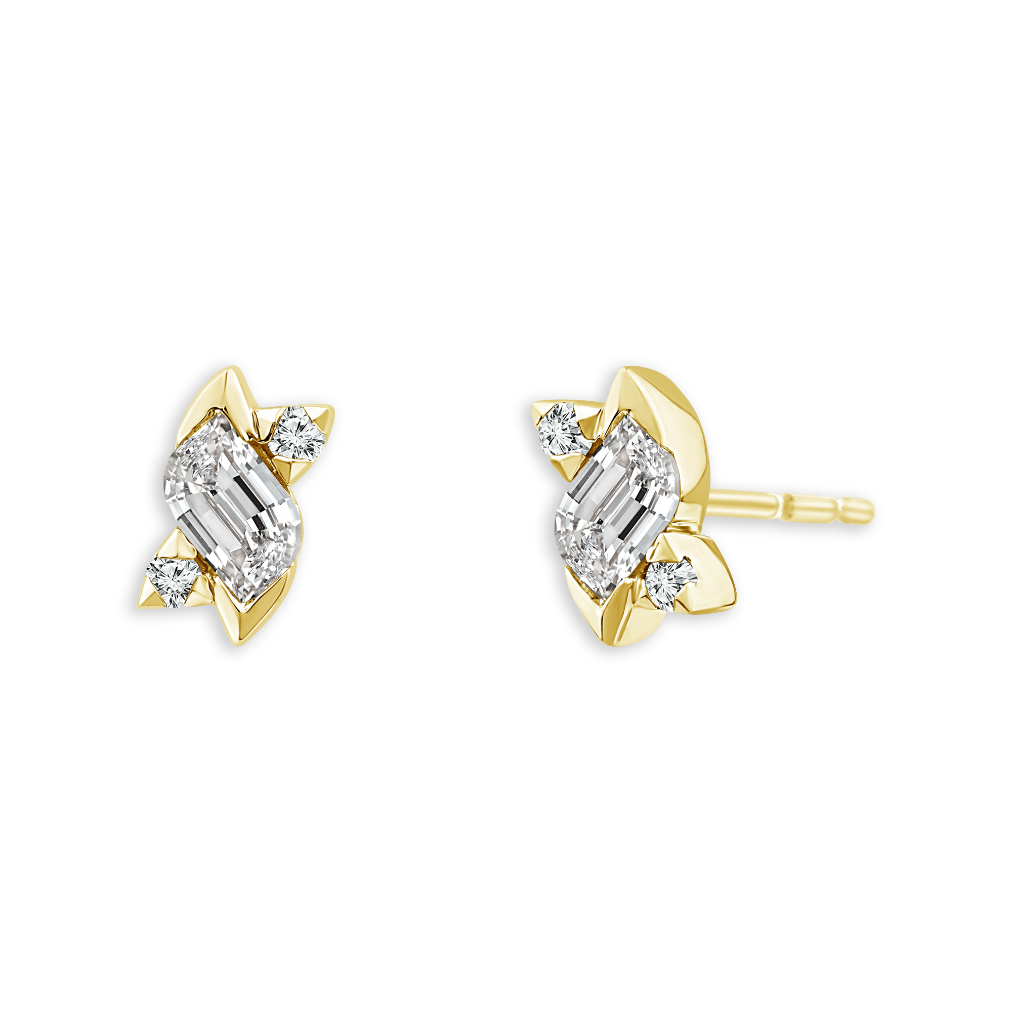 REEDS Asterly By  Econic 3/8ctw Leaf Shape Step-Cut Lab Grown Diamond Gold Vermeil Earrings